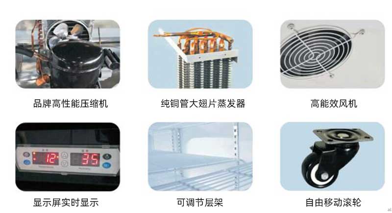 志翔領(lǐng)馭藥品陰涼柜冷藏柜配備品牌高性能壓縮機(jī)、純銅管大翅片蒸發(fā)器、高能效風(fēng)機(jī)、超大顯示屏、可調(diào)式層架、自由移動(dòng)滾輪。